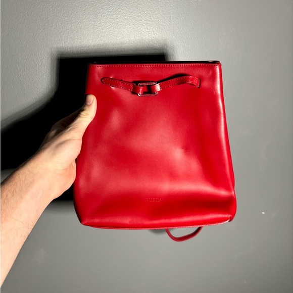 Vintage Furla Red Leather Mini Backpack - Picture 1 of 9